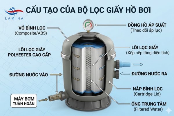 Cấu tạo bộ lọc giấy hồ bơi