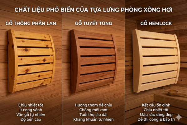 Chất Liệu Phổ Biến Của Tựa Lưng Phòng Xông Hơi