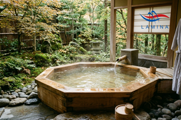 Bồn tắm onsen gỗ tự nhiên