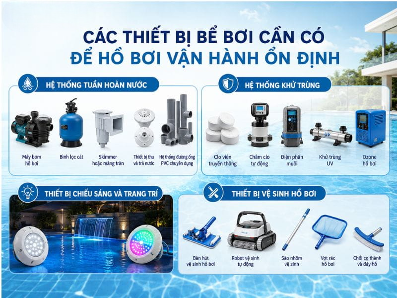 các loại thiết bị bể bơi thân thiện